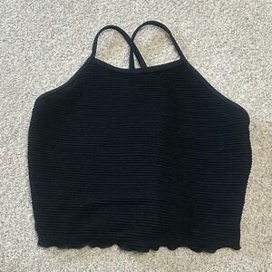 Black Ribbed Halter Top